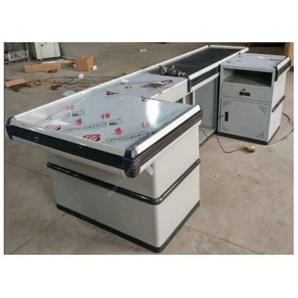 Automatic Stainless Steel Cash Checkout Counter Desk / White Reception Cashier