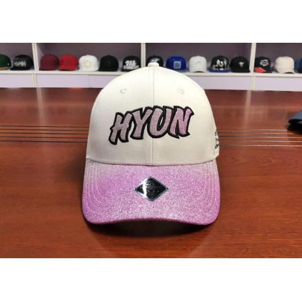 ACE Unisex Adjustable Custom 6 panels Glitter Cloth Embroidery Patch Baseball Curve Bill Cap