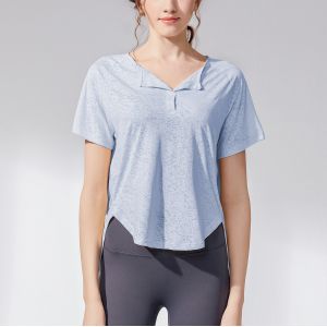 2023 New Yoga Clothes Top Women Senior Sense Loose Belly Cover Professional