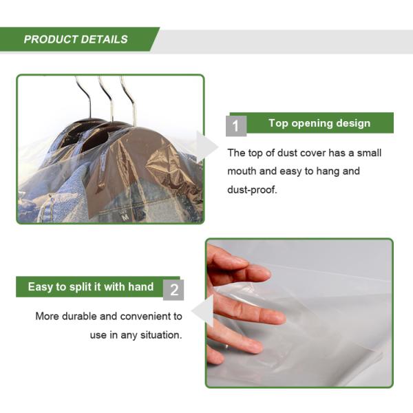 Dry Cleaning Plastic Bags for Protective Clothing Storage Dustproof and Waterproof