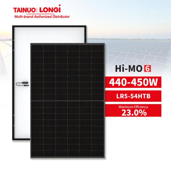 Longi 440w 445w 450w Solar Panel Over One Years Decay 0.40% and 23% Panel