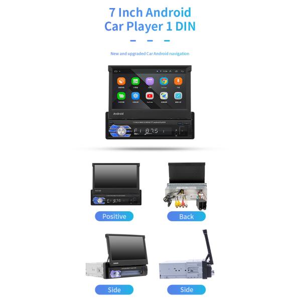 7 Inch GPS Car Mount Tablet Android 1 DIN Telescopic Screen Car Player Wifi HD 1080P