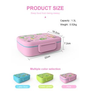 Plastic Customized Pattern Plastic Bento Lunch Box Multi-partition Leak-proof
