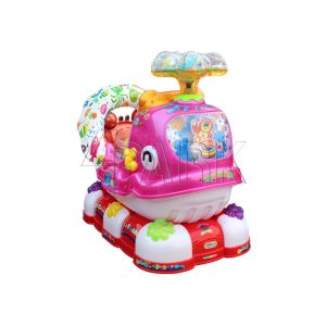 Cute Whale Pink Train Kiddie Ride Machines With Time Controller
