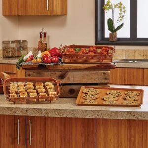 China FDA Small Kitchen Tools Stainless Steel Copper Crisper Tray 32.5 * 24.5 * 2cm on sale