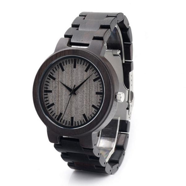Buy Creative Natural Black Mens Wooden Watch Waterproof CE ROHS Approved at wholesale prices