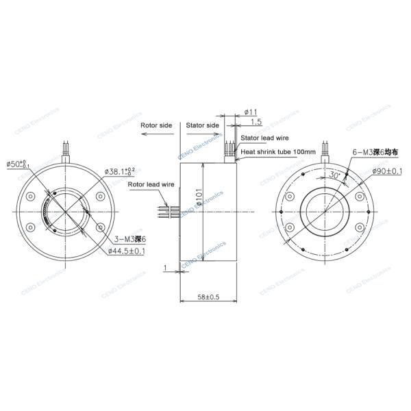 Low Temperature Slip Ring with Through Hole ID38.1mm For Polar region crane