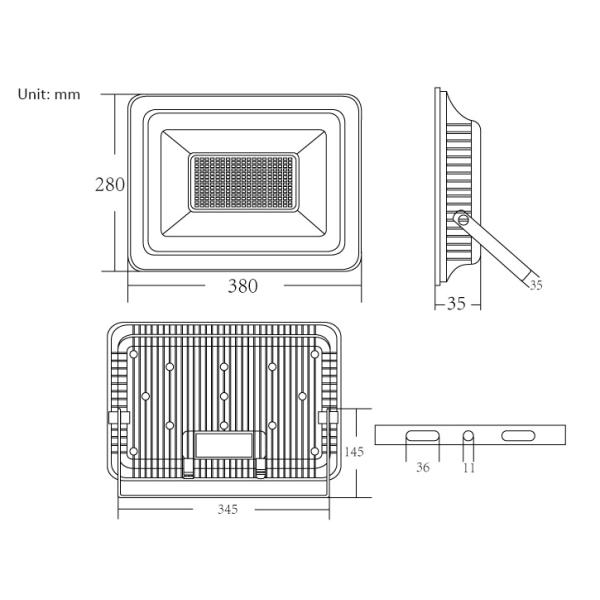 Thick Aluminum Outdoor Flood Light Led 300W 200W 100W 50W 30W 10W IP66 Waterproof