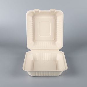 8inch Clamshell Biodegradable Packaging Bagasse Food Container Disposable