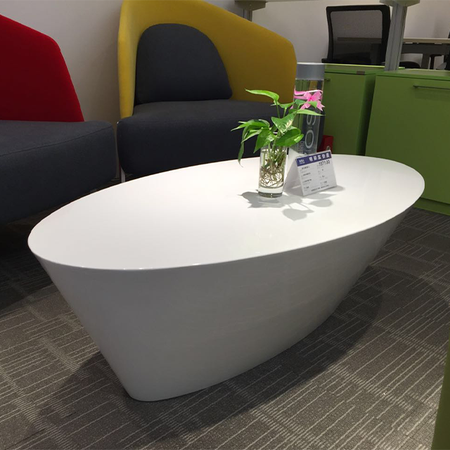 White Glossy Painted Coffee Table With Unique Texture, Coffee Table, Reception