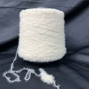 1.3cm NM12 Optical White Nylon Feather Yarn For Sweater And Hat Knitting