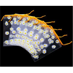 0.06mm Transparent LDPE Plastic Drawstring Bags