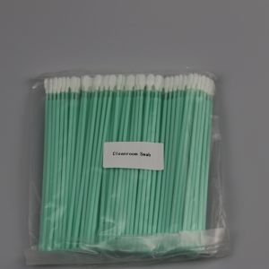 165mm Long Handle Polyester Flat Round Head Cleanroom Lint Free Swabs