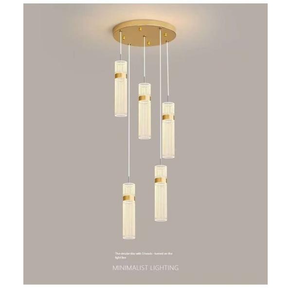 Duplex Long Chandelier Staircase Fashion Light Luxury Simple Postmodern Creative Rotating Loft Art Hollow Living Room Light