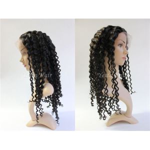 China Smooth Virgin Deep Curly Hair / 100 Human Hair Lace Front Wigs With Baby Hair on sale