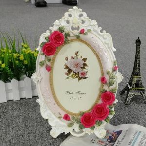 Rose Flowers Polyresin Standing 6inch Picture Photo Frame