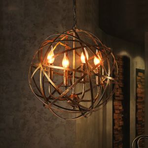 American Retro Industrial pendant light Iron Ball 4*E14 Bulb Loft Creative Home