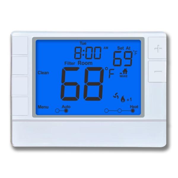 Buy Precise Temperature Heat Pump Thermostat with Orange Backlight 4 Programmable Periods 2 Heat/2 Cool Stages at wholesale prices