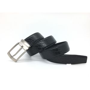 China Zinc Alloy Buckle Mens 3.5CM Cowhide Leather Dress Belt on sale