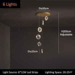 Luxury Crystal Chandelier For Staircase Gold Black Home drop light circle led