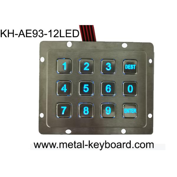 Quality Illuminated 3 X 4 Layout 12 Key Metal Numeric Keypad Stainless Steel For Access Control for sale