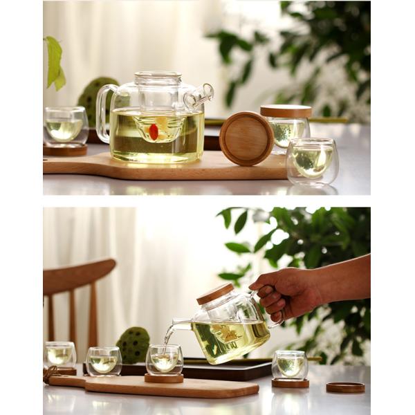 Office / Home Stovetop Safe Teapot With Infuser / Bamboo Lid High Borosilicate