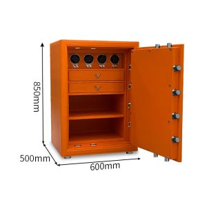 Leather-Covered Fireproof Jewelry Safe Limited Edition with Watch Winder