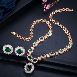 CZ Pendant Necklace for Women Necklace Bracele Earring Ring Jewelry Wedding