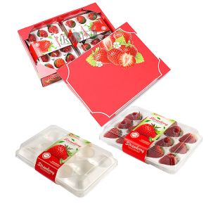 Quality Strawberry Disposable Fruit Salad Containers Transparent PET With Inner Tray for sale