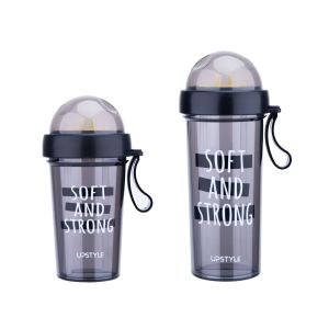 New design Tritan Sport Gym Plastic Water Bottle double drink dual-use