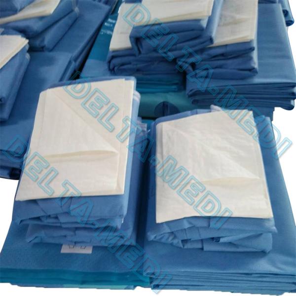 Around Aperture With High Absorbent SMF 50g To 60g SBPP + PE / SMS / SMMS + SMF Disposable Sterile Surgical Urology Pack