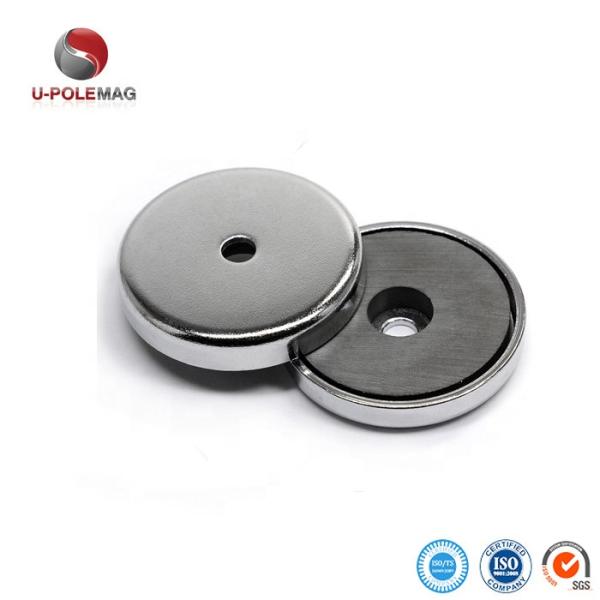 3.2" Cup Shape Ceramic Ferrite Chrome-Plated Magnet 75lbs Pull for Indoor and Outdoor