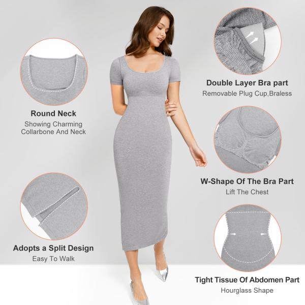 Eco-Friendly Short Sleeve Square Neck Body Shaper Shapewear for Women