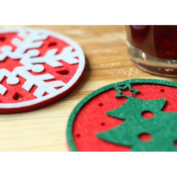 Double Layer Heatproof Christmas Felt Drink Coasters 10*10cm