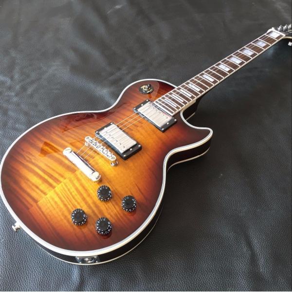 2017 line up custom 1959 R9 Tiger Flame LP Electric guitar,Chrome hardware,Chibson solid mahogany LP guitar