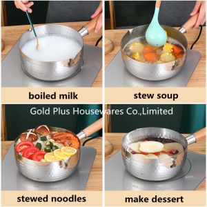 Non Stick 22cm Milk Boiler Pot With Long Wooden Handle