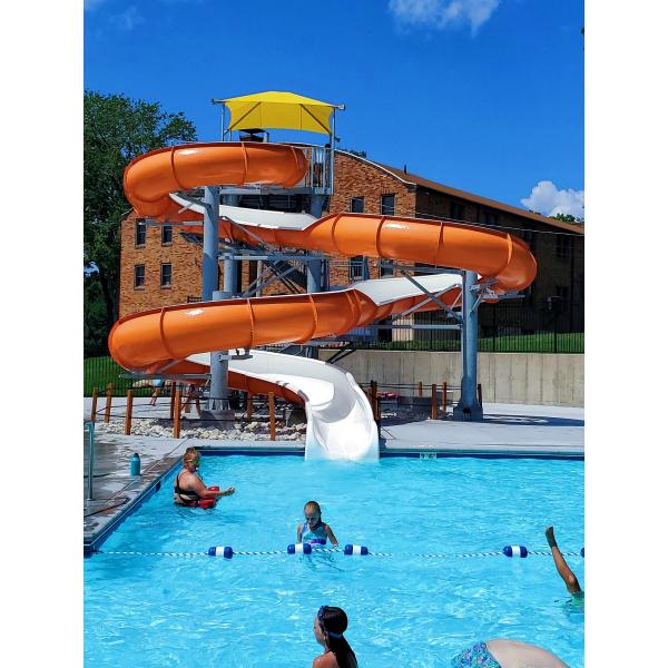 Commercial Water Park Water Entertainment Game Orange Spiral Single Slide For Adult