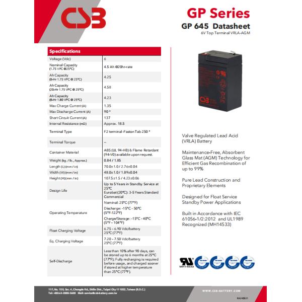 6V 4.5AH GEL Battery Ideal for Power Storage and Rechargeable