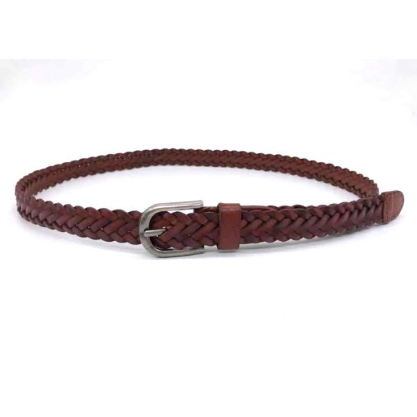 Buy Women Leather 2.5cm Skinny Waist Belts Full Grain Braided at wholesale prices