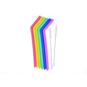Round Shape Silicone Reusable Drinking Straws / Food Grade Silicone Straws