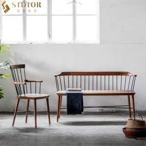 Antique Style Restaurant Booth Sofa Seating Solid Wood 76cm Height