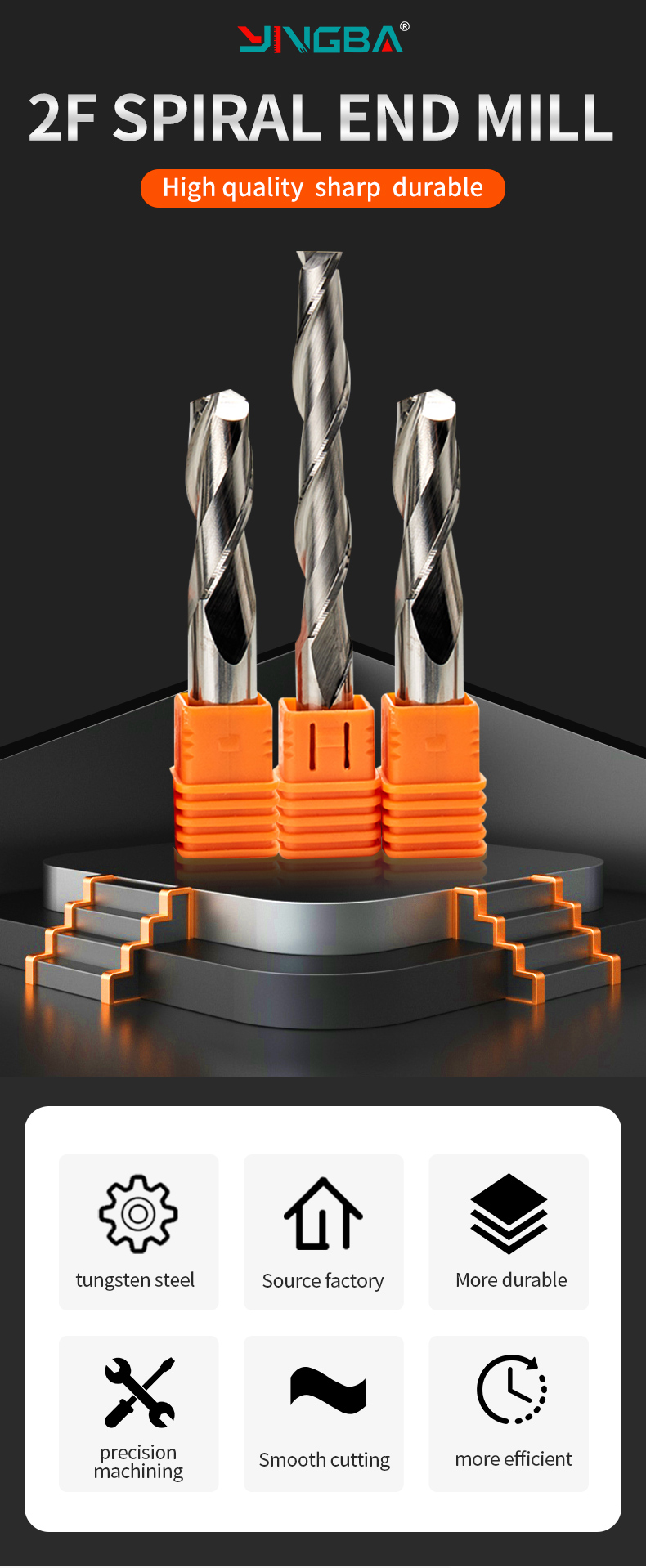 Manufacturer Fresas Para Router Tungsten Carbide 2flute Spiral Cnc Router Bits Wood Cutting Tools Carbide End Mills