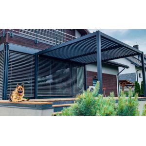 China 4x4m Adjustable Manual Louvered Pergola Waterproof Roof Aluminium Gazebo on sale