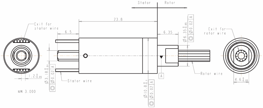 OD 10.8mm High Speed Slip Ring , Super Miniature Slip Ring For High Precision Instruments