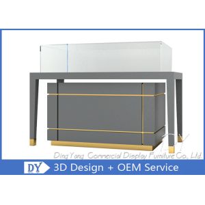 Store Jewelry Merchandise Display Cases with Stainless Steel + Wood + Glass +