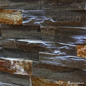 Black Slate With P014 Rust Rock Face Ledge Stone , China Wall Cladding