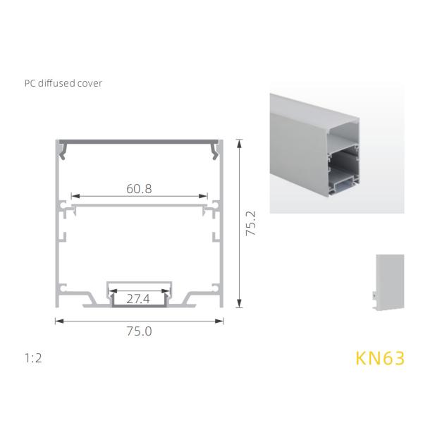 6063 100lm/W Led Aluminum Channel With Cover for Up and Down Lighting led profile
