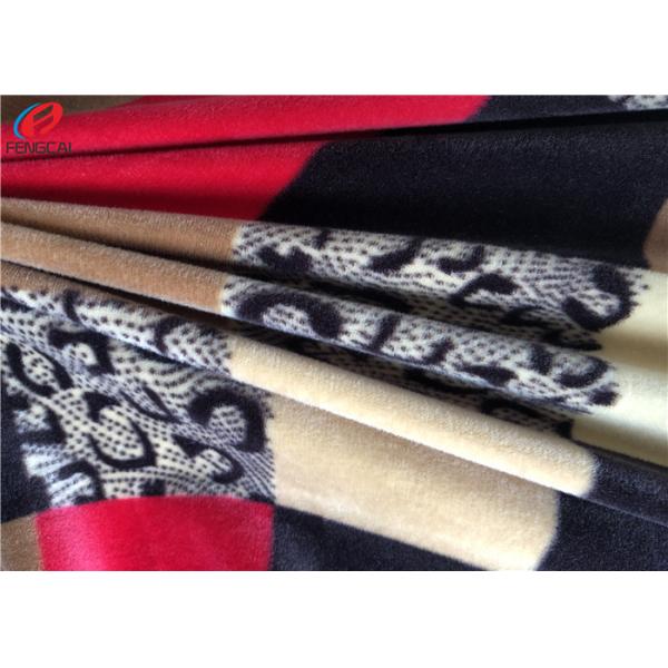 Buy Printed Polyester Stretch Knitted Spandex Velvet Fabric For Dress / Upholstery at wholesale prices