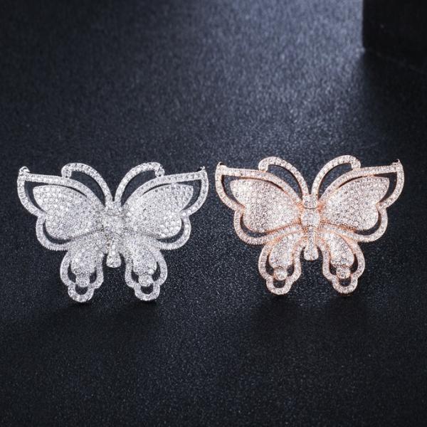 Fashion Colorful Butterfly CZ Gold Ring For Women Girls Fashion Engagement Wedding CZ Crystal Finger Ring Party Jewelry