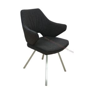 Fabric Upholstered Stainless Steel Dining Chairs Stylish Brushed Coned Legs